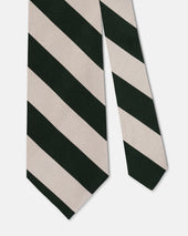 Made In Usa Dark Green Silver Guard Stripe Silk Repp Tie