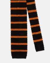 Made In Italy Orange Bar Stripe Silk Knit Tie