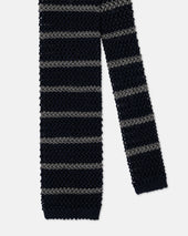 Made In Italy Grey Bar Stripe Silk Knit Tie