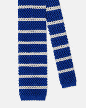 Made In Italy White Bar Stripe Silk Knit Tie