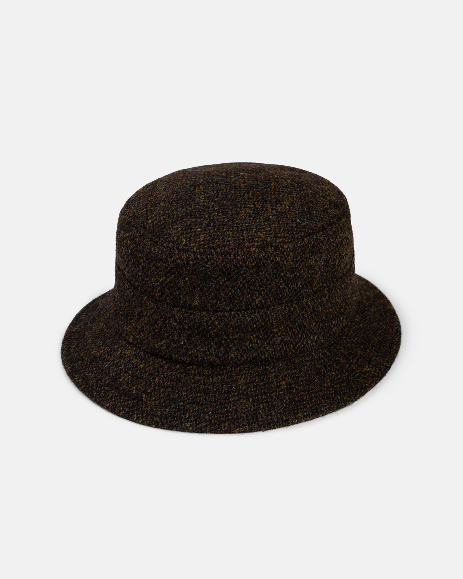 Made In Italy Olive Ticweave Harris Tweed Bucket Hat