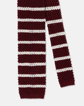 Made In Italy White Bar Stripe Silk Knit Tie