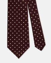 Made In Uk White Polka Dot Silk Foulard Tie