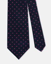 Made In Uk Pink Polka Dot Silk Foulard Tie