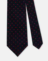 Made In Uk Red Polka Dot Silk Foulard Tie
