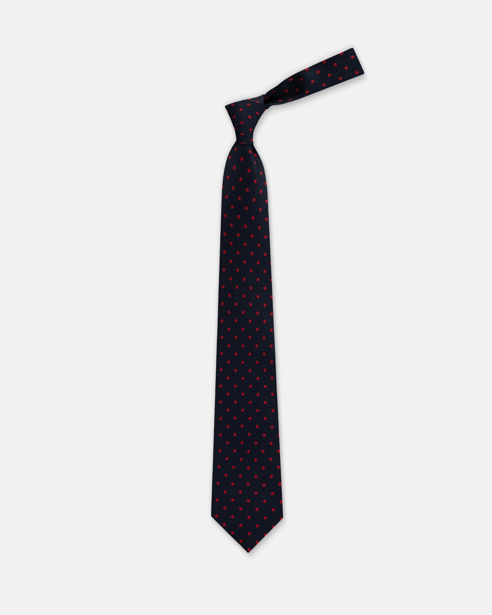 Made In Uk Red Polka Dot Silk Foulard Tie
