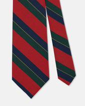 Red Green Stripe Irish Poplin Tie