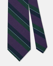 Purple Green Stripe Irish Poplin Tie