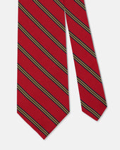 Red Navy Triple Stripe Irish Poplin Tie