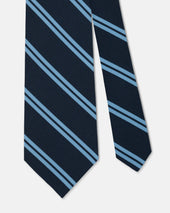 Light Blue Double Bar Stripe Irish Poplin Tie