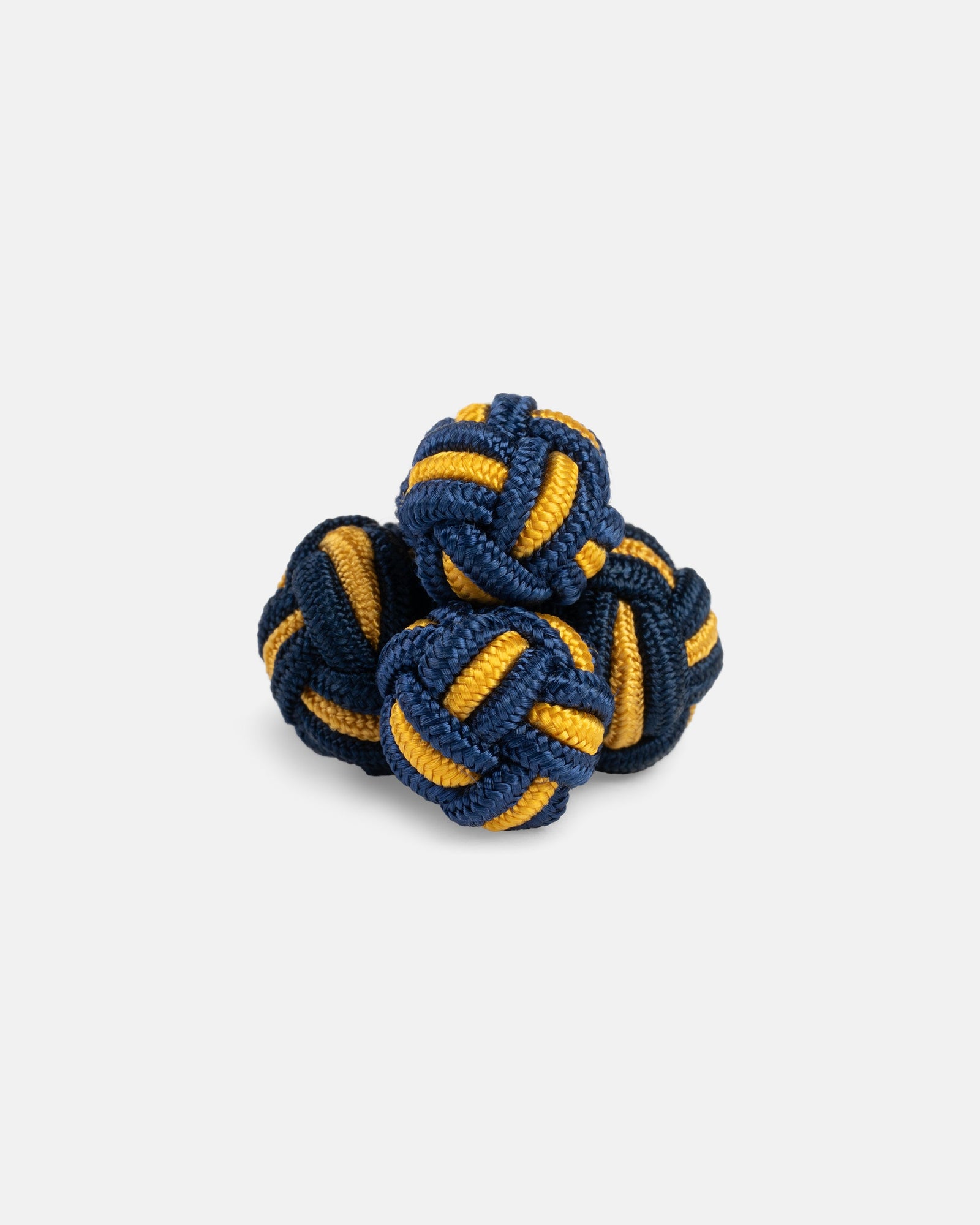 Navy Gold Monkey S Fist Silk Knot Cufflinks
