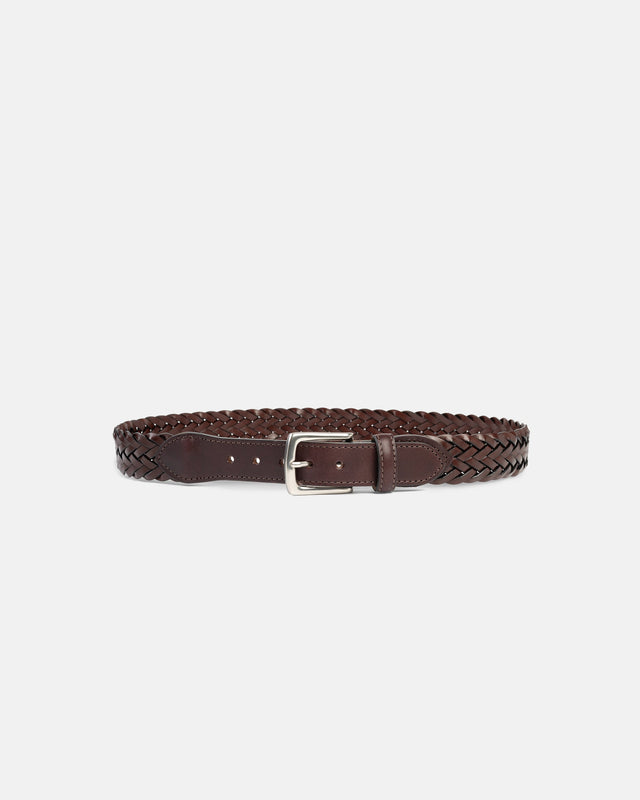Made In Usa Braided Leather Belt With Nickel Buckle