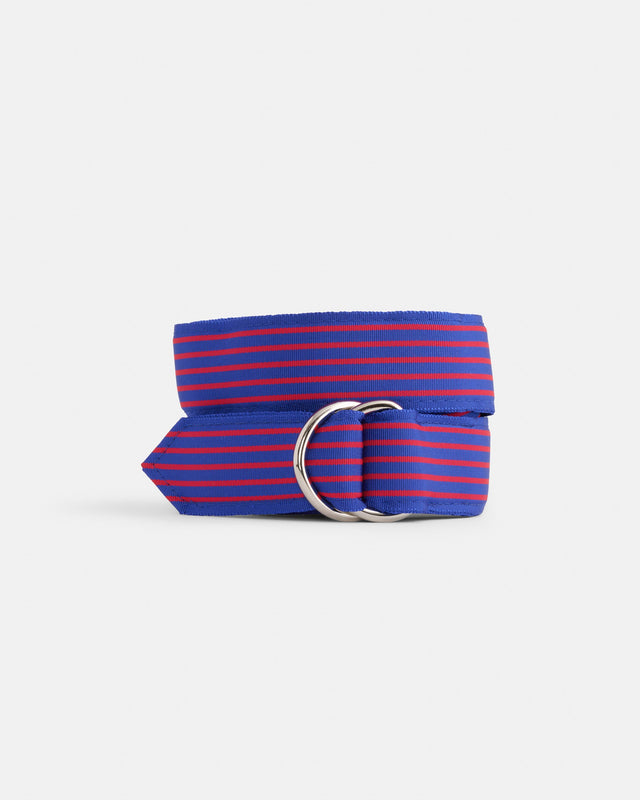 Made In Usa Royal Red Striped Ribbon Belt