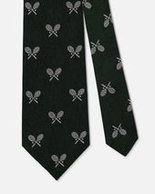 Made In Uk Green Tennis Racquets Club Tie