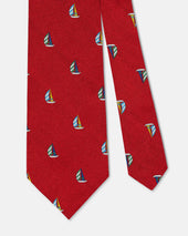 Made In Uk Red Sail Boats Club Tie