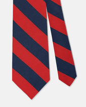 Dark Blue Red Stripe Irish Poplin Tie