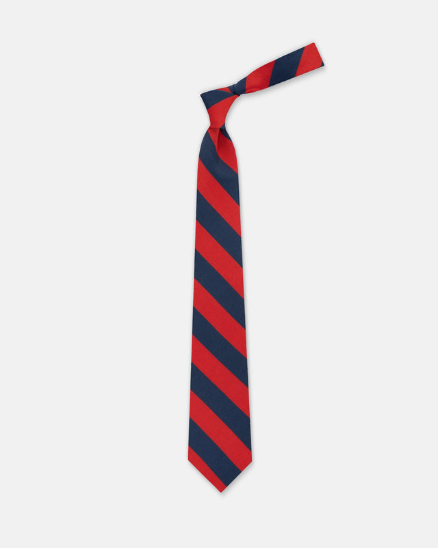 Dark Blue & Red Stripe Irish Poplin Tie
