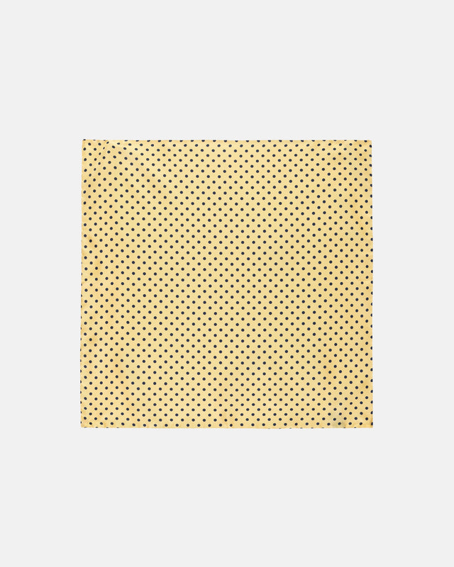 Made-in-Italy Yellow & Navy Polka Dot Silk Pocket Square