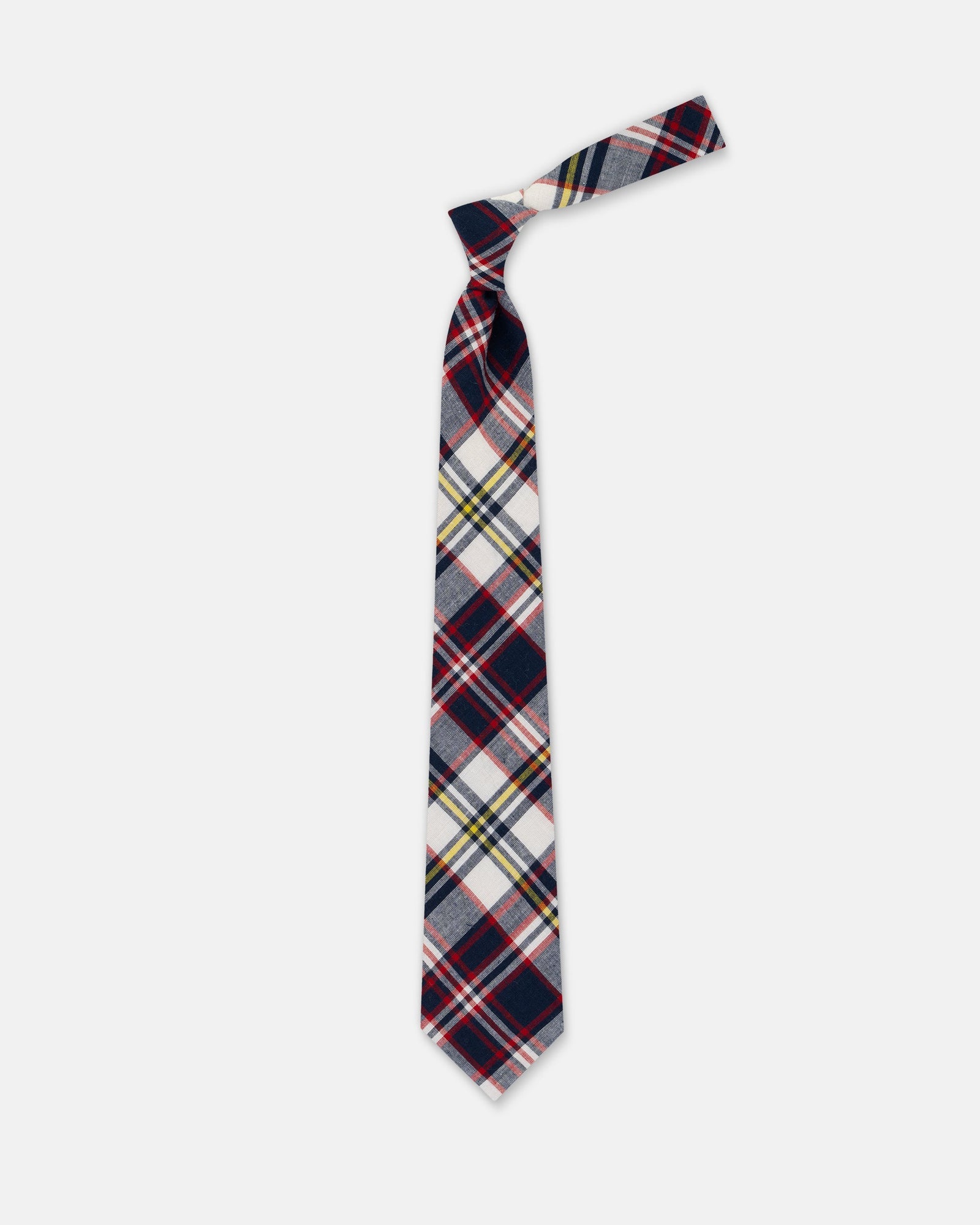 Made In Usa White Yellow Madras Tie