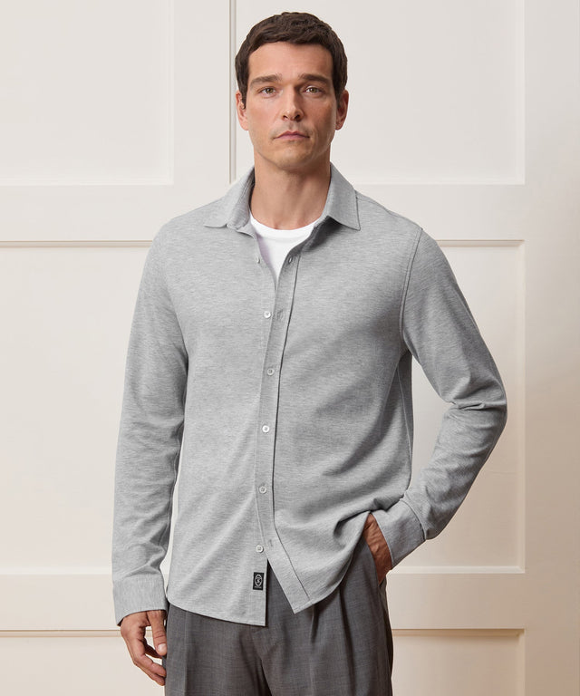Cotton-Cashmere Pique Dress Shirt