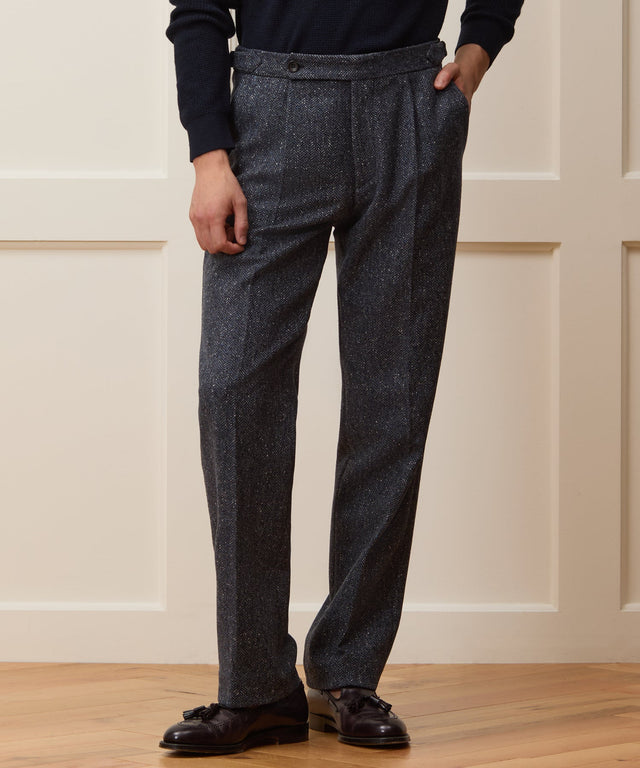 Italian Donegal Herringbone Side Tab Trouser