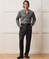 Italian Wool-Cashmere Band Collar Overshirt