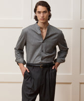 Italian Wool-Cashmere Band Collar Overshirt