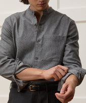 Italian Wool-Cashmere Band Collar Overshirt