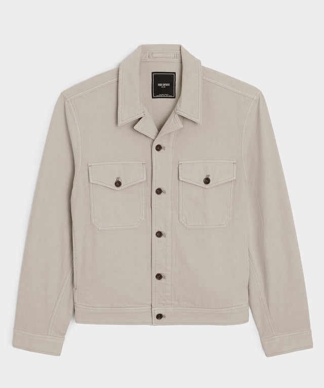Cropped Denim Eisenhower Jacket