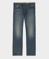 Straight Japanese Selvedge Stretch Jean in Worn Wash