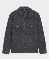 Relaxed Wool-Silk Quarter-Zip Polo