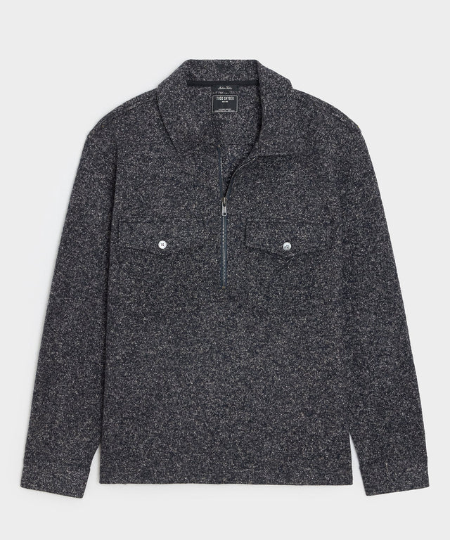 Relaxed Wool-Silk Quarter-Zip Polo