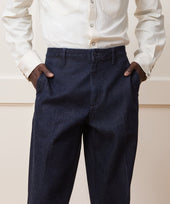 Relaxed Creased Denim Chino in Indigo