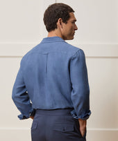 Cropped Sea Soft Irish Linen Camp Collar Shirt