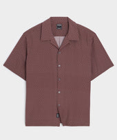 Cropped Silk Geo Camp Collar Shirt