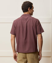 Cropped Silk Geo Camp Collar Shirt