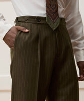 Italian Flannel Pinstripe Side Tab Trouser