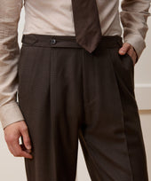 Italian Flannel Houndstooth Side Tab Trouser