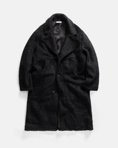 FABRY PANELED TOPCOAT - BLACK "FOHAIR" BLENDED WOOLEN BOUCLÉ