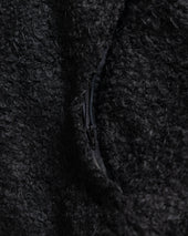 FABRY PANELED TOPCOAT - BLACK "FOHAIR" BLENDED WOOLEN BOUCLÉ