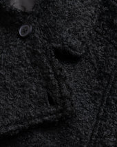 FABRY PANELED TOPCOAT - BLACK "FOHAIR" BLENDED WOOLEN BOUCLÉ