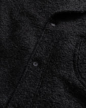 FABRY PANELED TOPCOAT - BLACK "FOHAIR" BLENDED WOOLEN BOUCLÉ