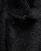 FABRY PANELED TOPCOAT - BLACK "FOHAIR" BLENDED WOOLEN BOUCLÉ