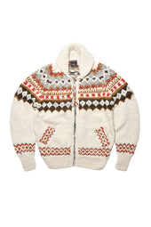 Fair Isle #3 Zipper Cardigan - Ivory #5