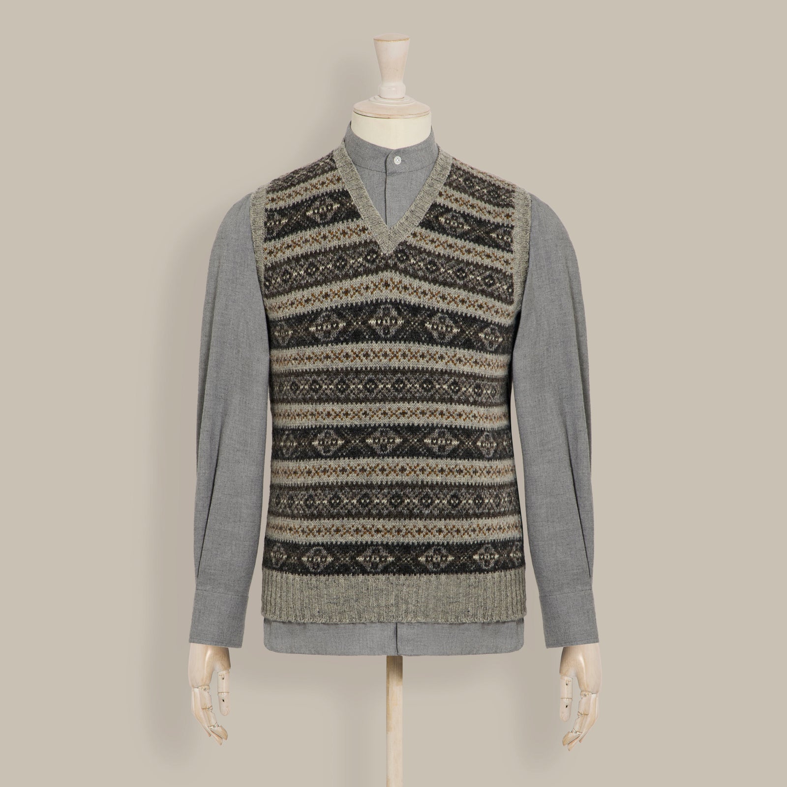 Fair Isle Slipover In Grey