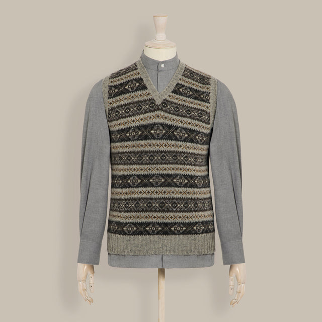 Fair Isle Slipover In Grey