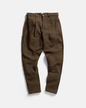 JIAN SINGLE PLEAT PANT - FONDENTE BROWN HANDSPUN COTTON CANVAS
