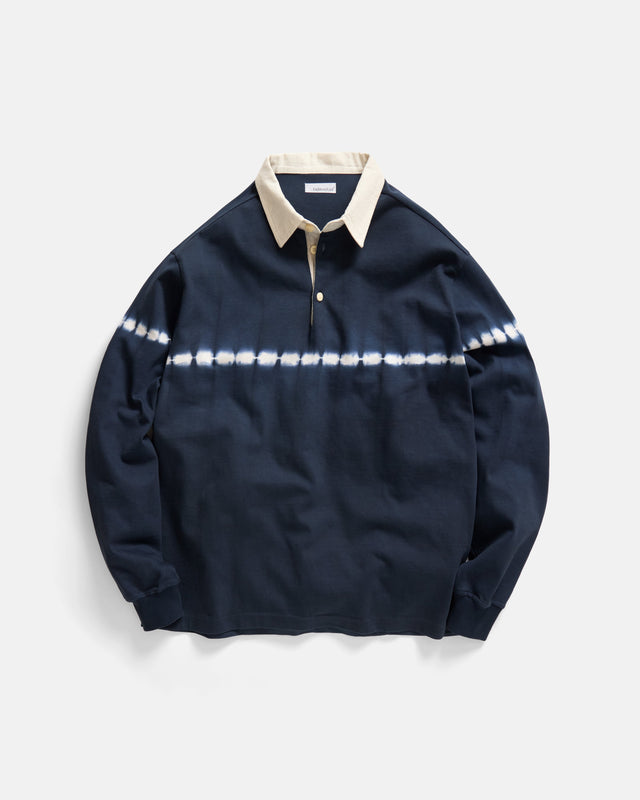 FISKE L/S RUGBY - BLUE GRAPHITE / SALT TIE DYED HEAVYWEIGHT COTTON JERSEY