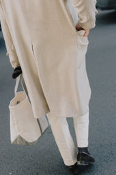Flat Front Trouser In Natural Canvas