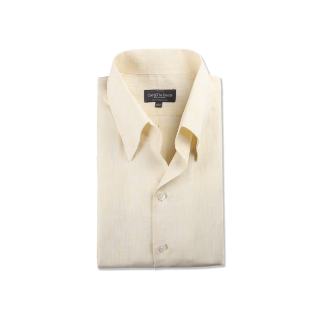 One Piece Collar Shirt in Pale Yellow Linen